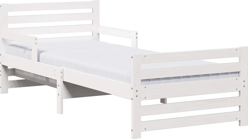 vidaXL Ágykeret matracmal fejtámlával Fehér 80 x 200 cm Tömör fenyőfa
