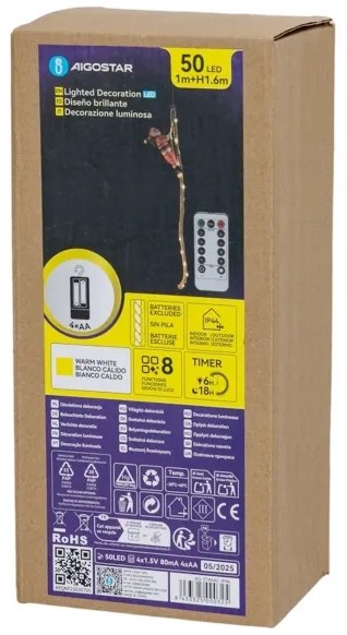 Aigostar - LED kültéri karácsonyi dekoráció LED/4xAA IP44 ejtőernyős Télapó