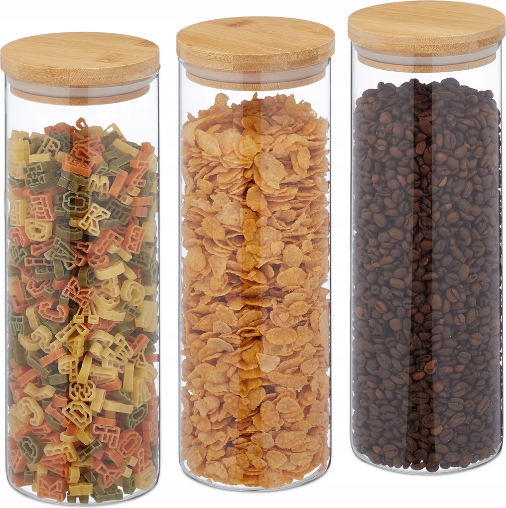 3 db-os tároló tégely szett 1600 ml-es fedéllel