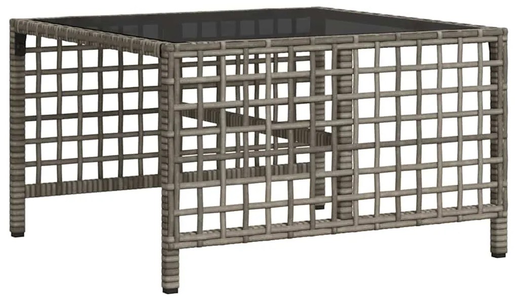 3 részes szürke polyrattan kerti sarokkanapészett párnákkal