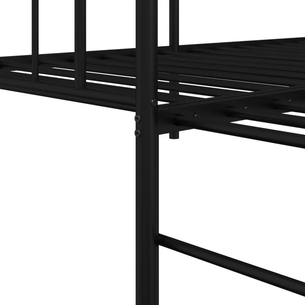 Ágykeret Ágytartóval Fekete 100x200 cm Acél