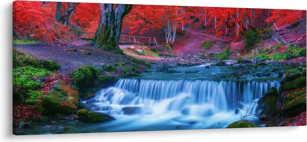 Kép Vízesés egy vörös erdőben (120x50 cm)