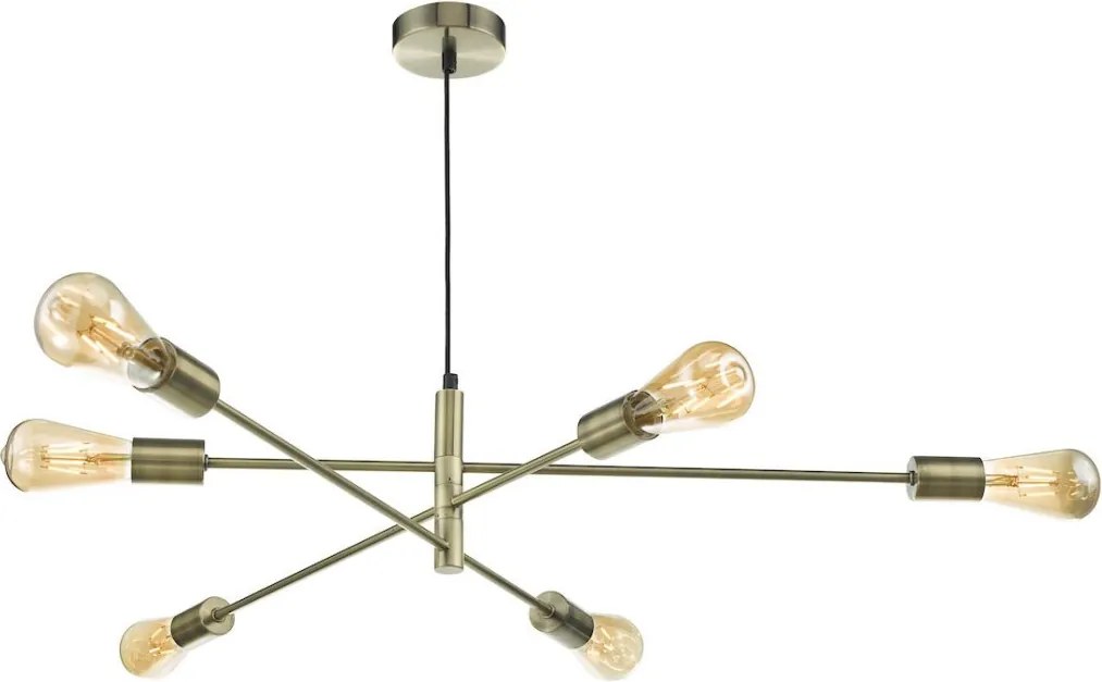 DAR LIGHTING ALA0675 ALANA Többágú Függesztett Lámpa Antik Sárgaréz E27 IP20