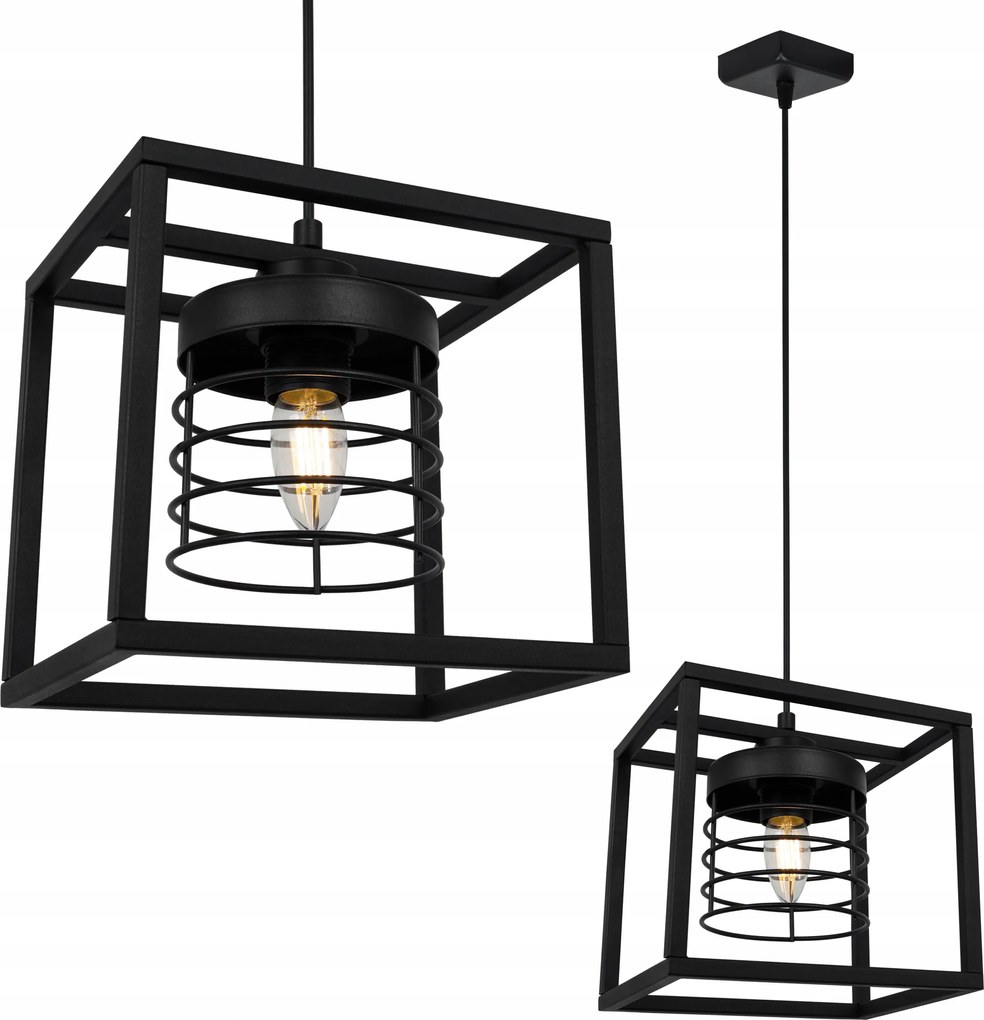 Mennyezeti Lámpa Lógó Csillár Szimpla Fekete Loft Ketrec Cage Az Asztal Felett