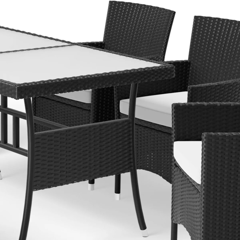 Casaria® Kerti rattan készlet 1+6 fekete