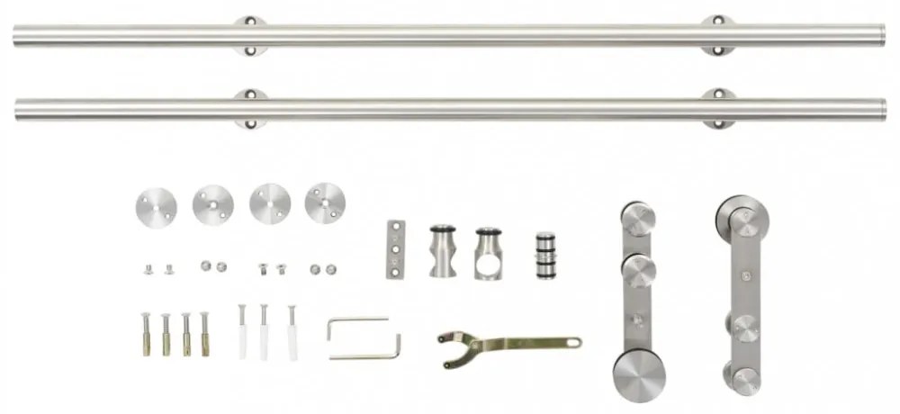 ezüst rozsdamentes acél tolóajtó fémszerelék készlet 183 cm