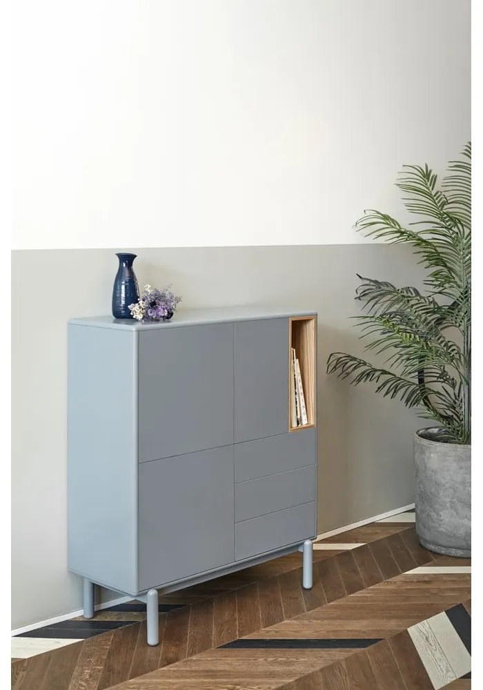 Kék-szürke magas komód 100x120 cm Corvo – Teulat