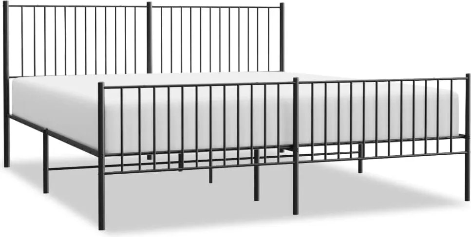 vidaXL fekete fém ágykeret fej- és lábtámlával 200 x 200 cm