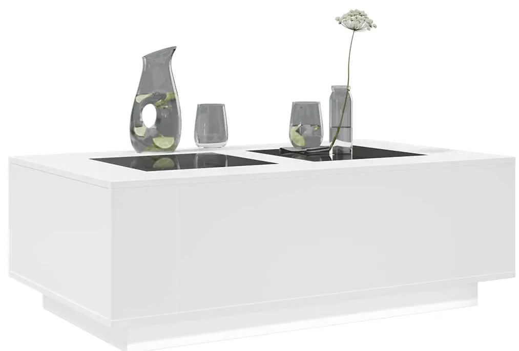 Fehér végtelen hatású LED-es dohányzóasztal 116 x 69 x 40 cm
