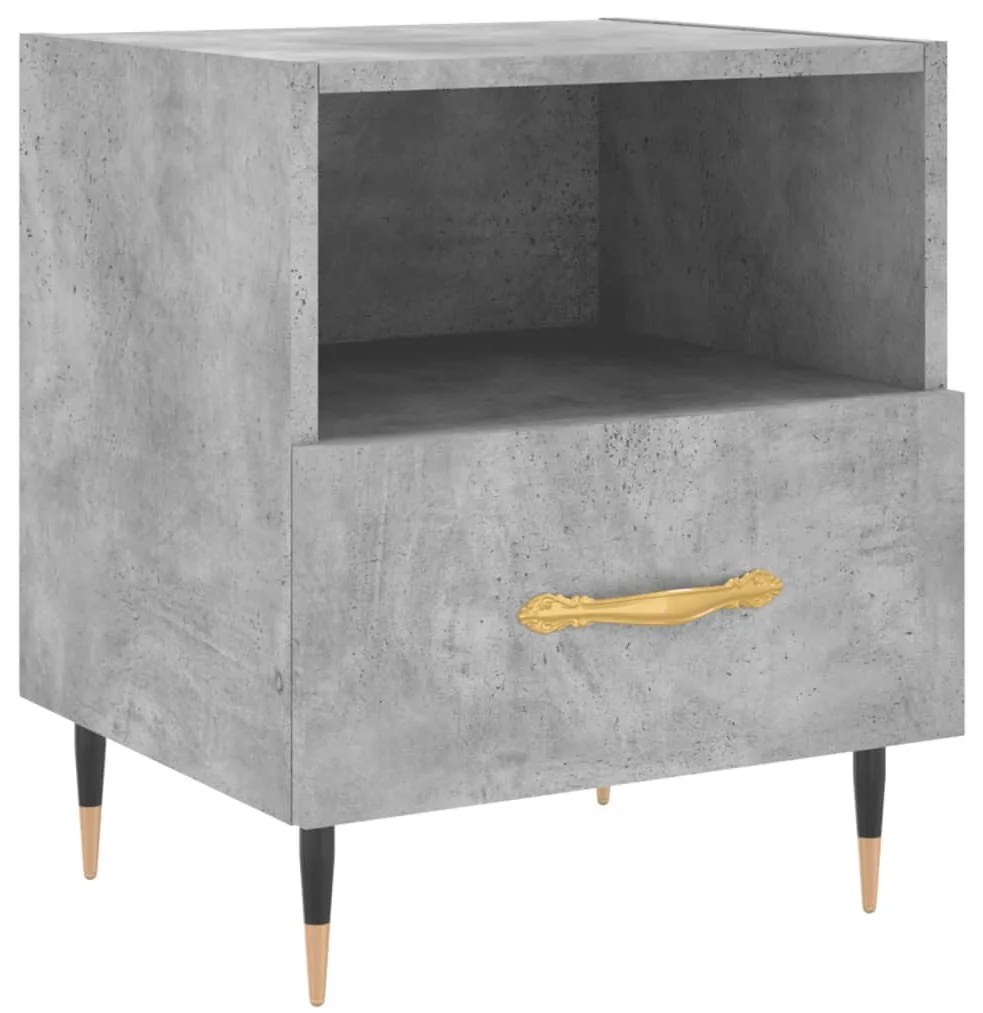 2 db betonszürke szerelt fa éjjeliszekrény 40 x 35 x 47,5 cm