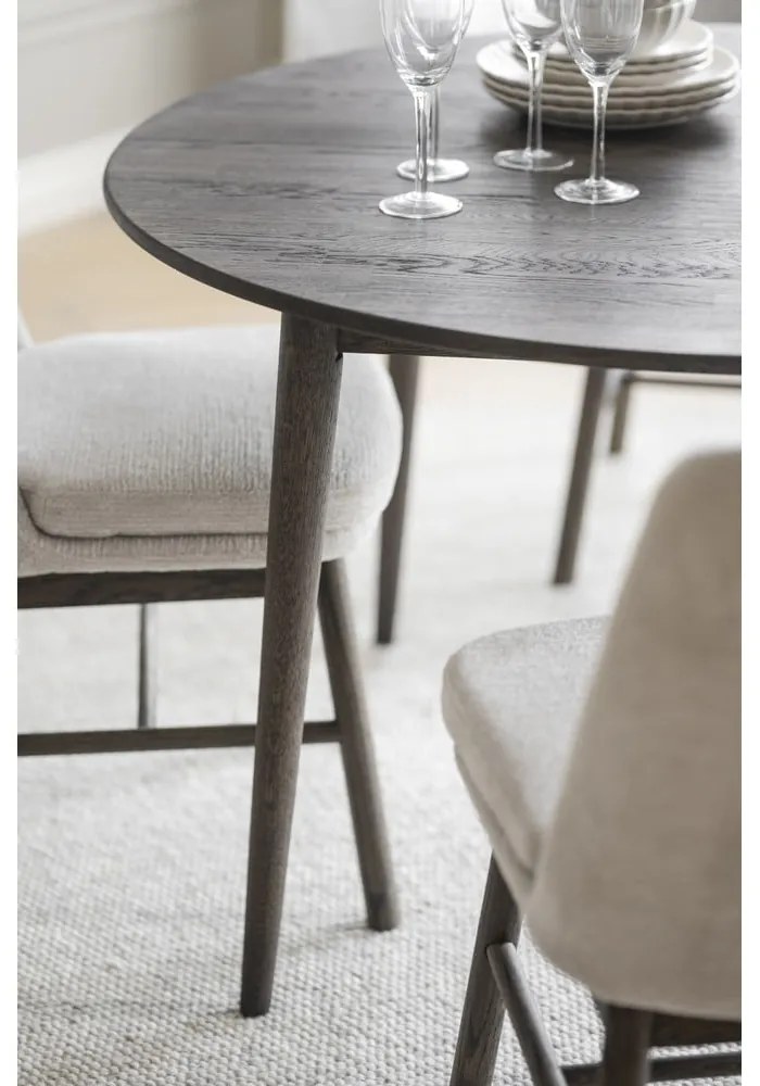 Sötétbarna tölgyfa kerek bővíthető étkezőasztal ø 120 cm Tyler – Rowico