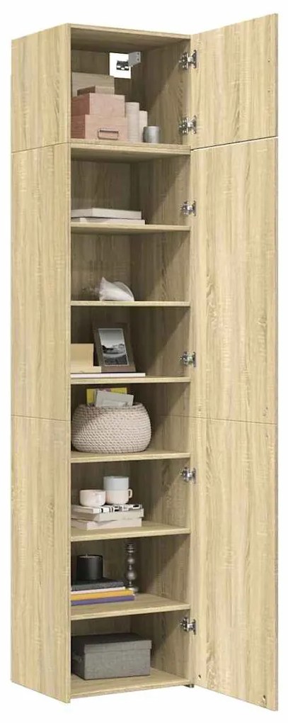 sonoma tölgy szerelt fa vékony tárolószekrény 50x42,5x225 cm