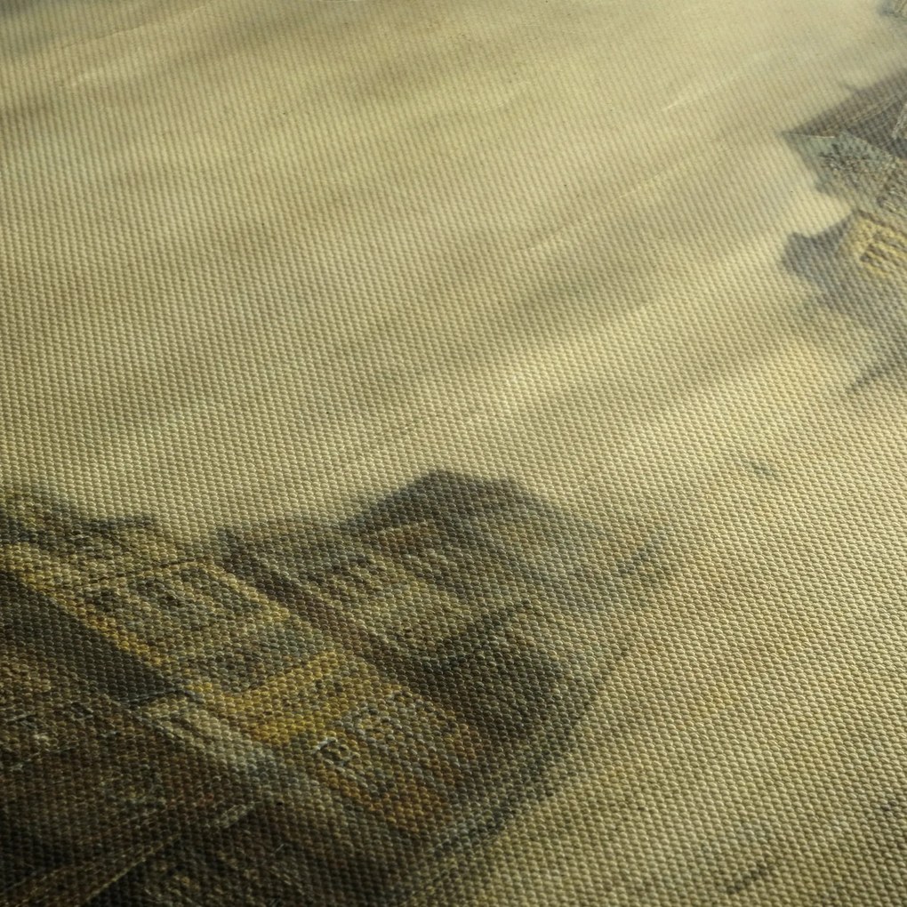 Egy nyugati város képe (órával) (90x30 cm)