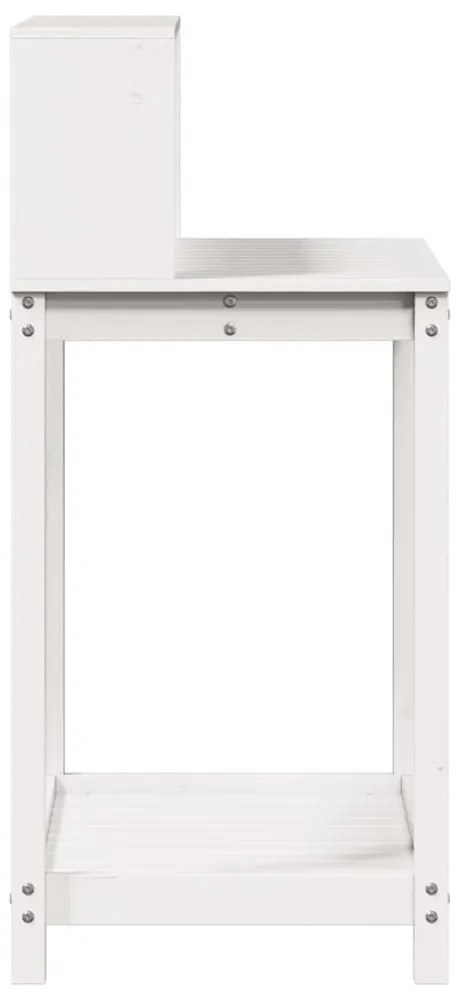 fehér tömör fenyőfa ültetőasztal polccal 82,5 x 50 x 109,5 cm
