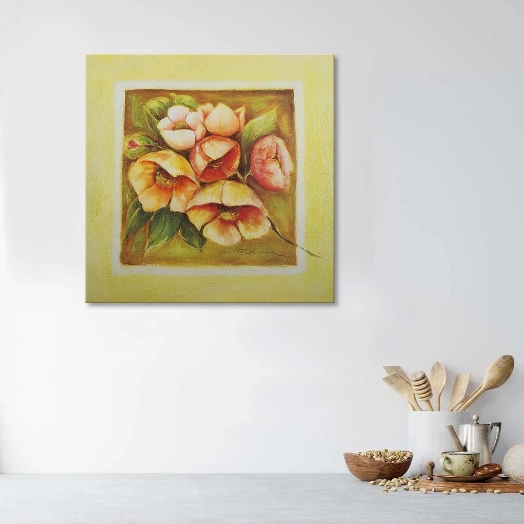 Gario Vászonkép Hat rózsaszín virág Méret: 30 x 30 cm