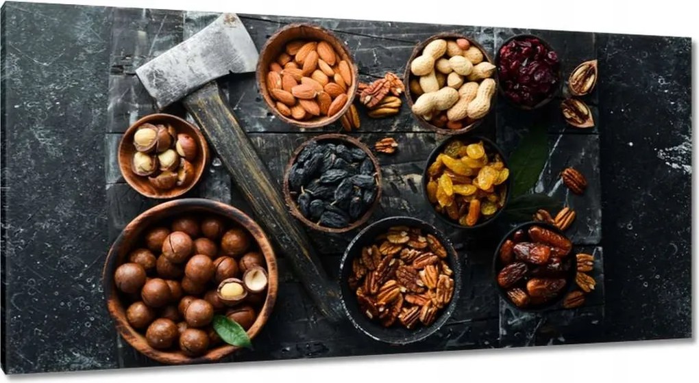 Vászonkép 115x55 Szárított dió és müzliszelet