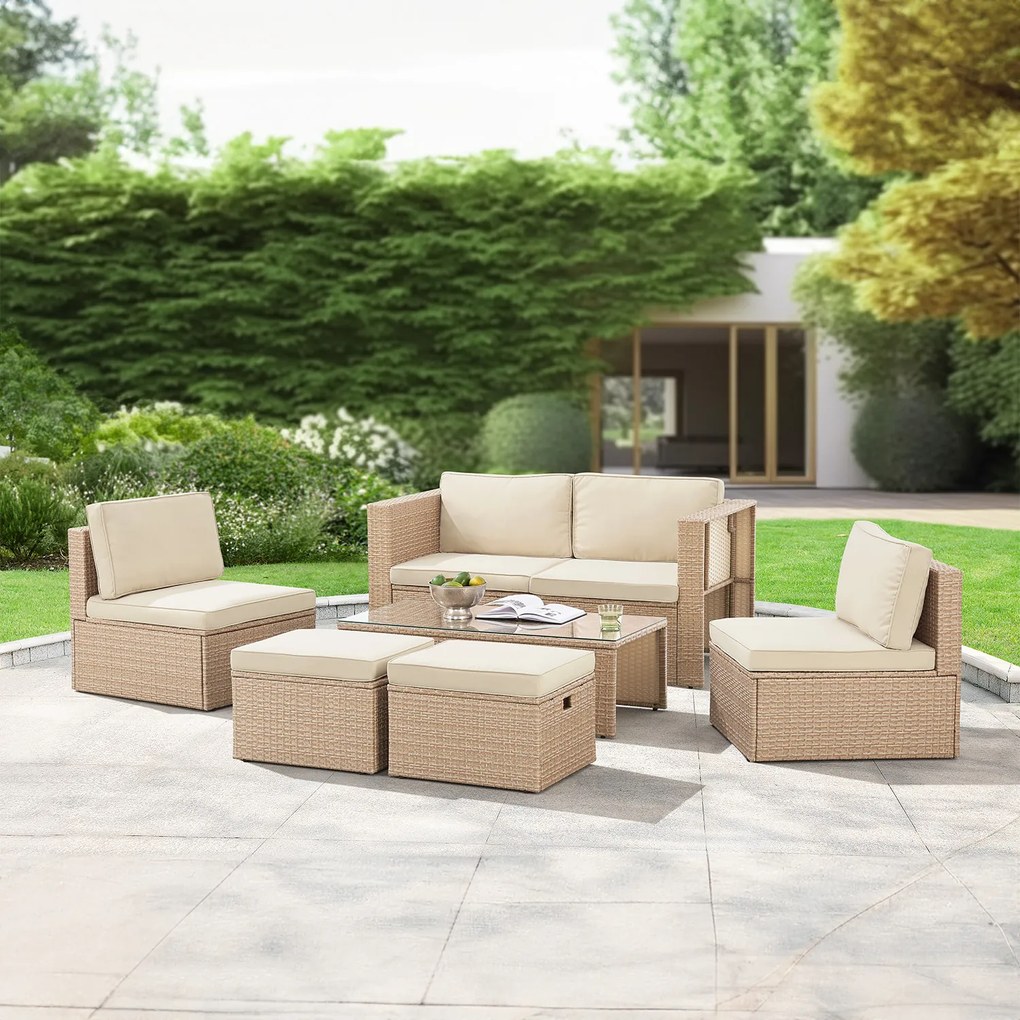 Juskys Salou polyrattan bútor szett - krém