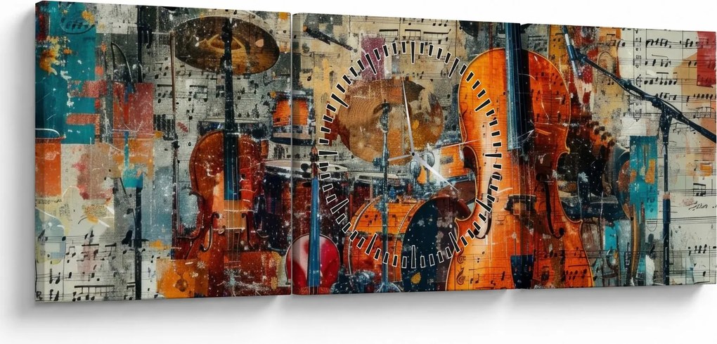 Kép - Hangszerek (órával) (90x30 cm)