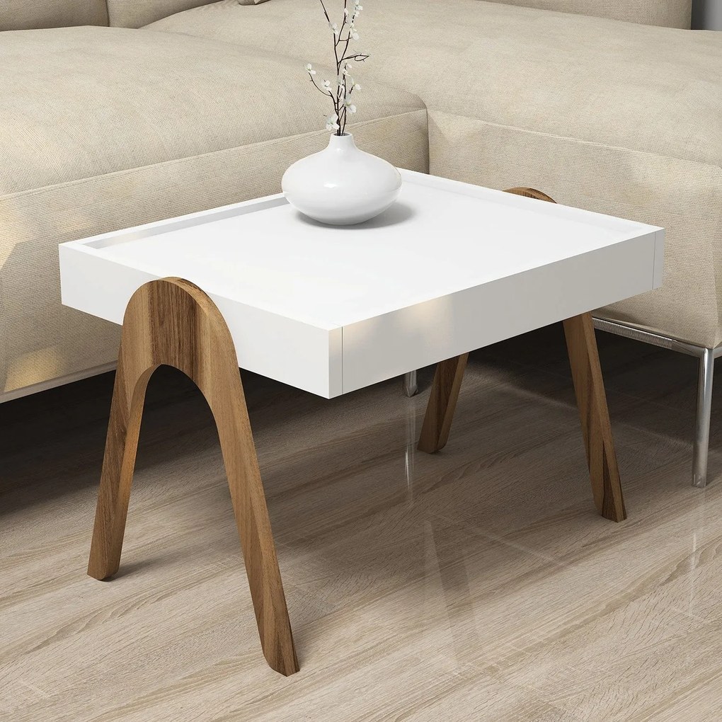 Dohányzóasztal (3 részes) Roma - Walnut, White