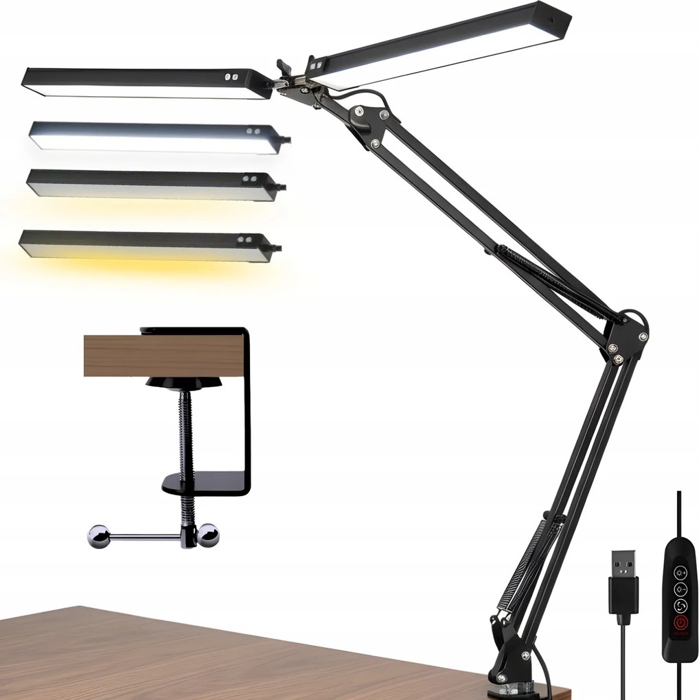 LED-es íróasztali lámpa Iskolai fényerőszabályozható asztali tartó csipesz
