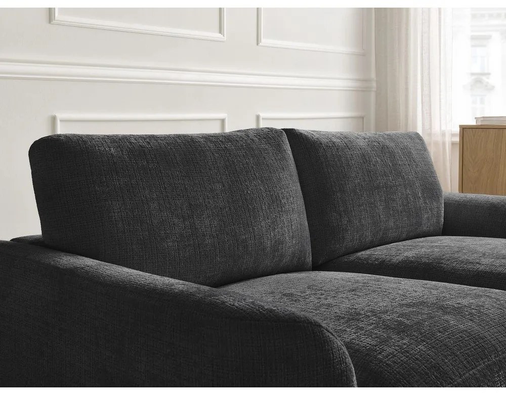 Fekete zsenília sarokkanapé (jobb oldali-heverő résszel) Leonore – Bobochic Paris