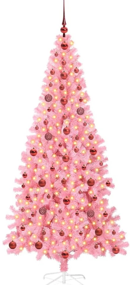 Karácsonyfa 300 LED-del állvánnyal Rózsaszín 210 cm PVC