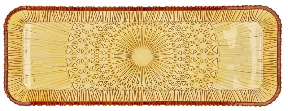 Narancssárga üveg szervírozó tányér 14x38 cm Kusintha – Bitz