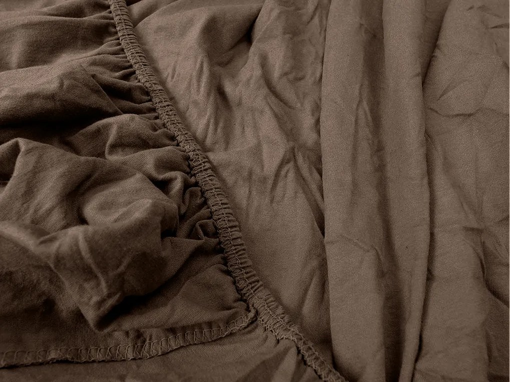 Jersey gumis lepedő lycrával sötétbarna 90 x 200 cm