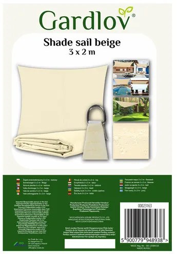 Sunshade sail 3x2m - beige Gardlov 23163