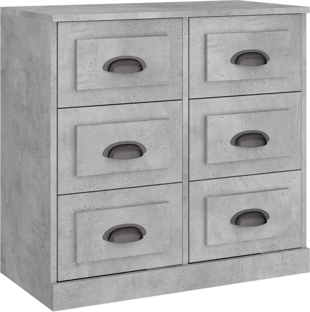vidaXL betonszürke szerelt fa tálalószekrény 70x35,5x67,5 cm