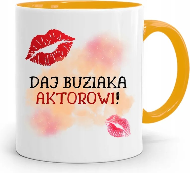 Színésznőnek Színésznő Bögre Sárga Születésnapi Ajándék fényképes nyomtatással