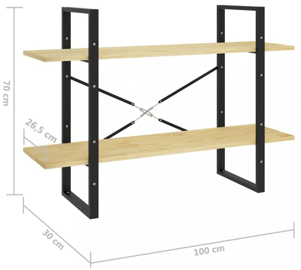 kétszintes tömör fenyőfa könyvszekrény 100 x 30 x 70 cm