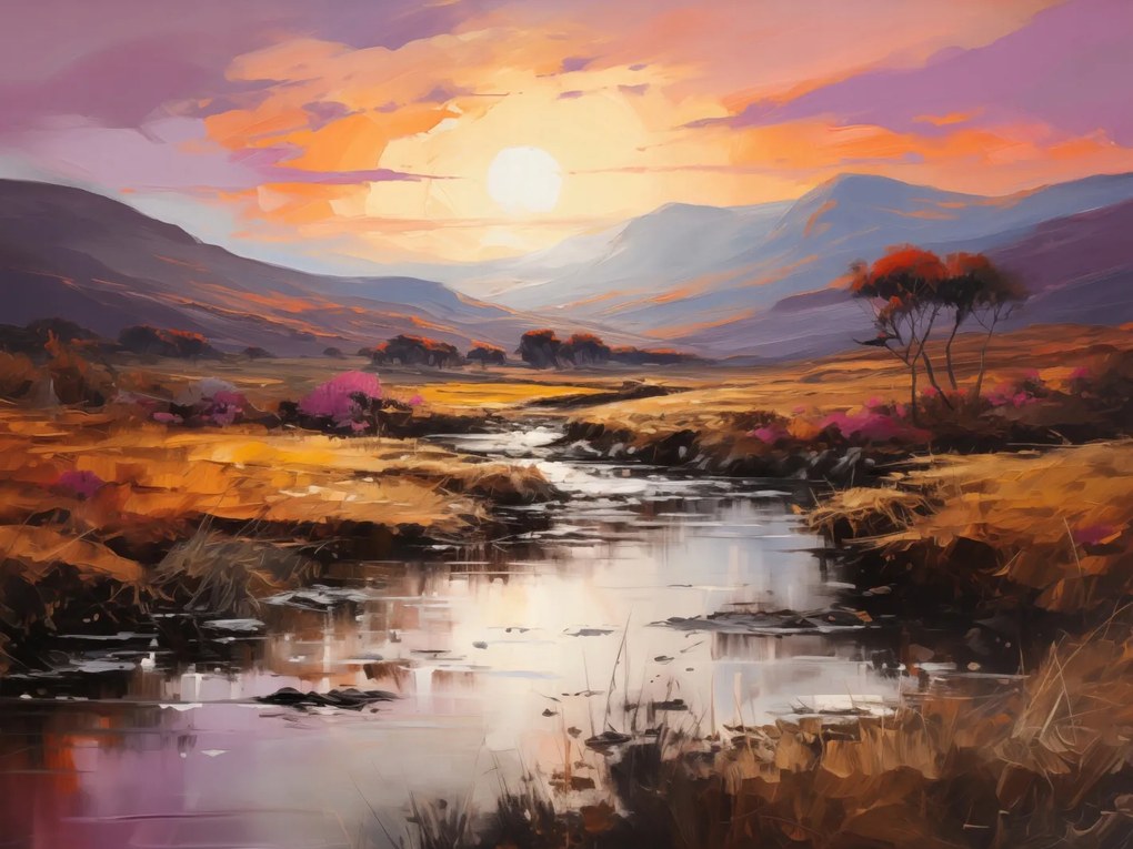 Poszter 80x60cm Naplemente a vad folyó felett