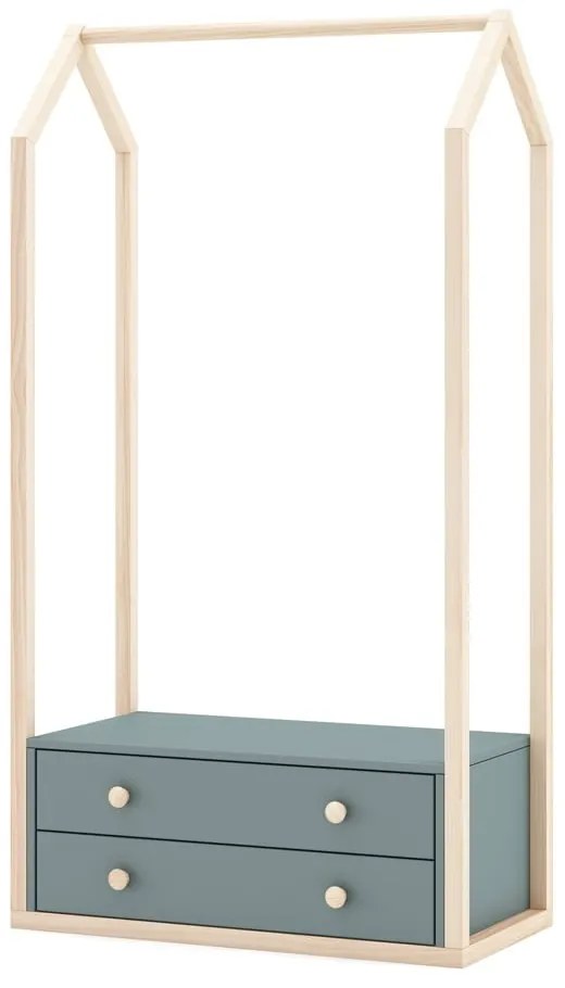 Szürkészöld nyitott gyerek ruhásszekrény 80x170x40 cm Esteban – Marckeric