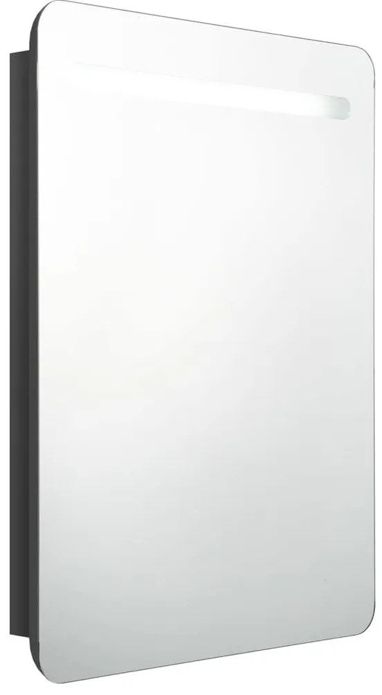fényes fekete LED-es tükrös fürdőszobaszekrény 60 x 13 x 70 cm