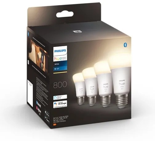 KÉSZLET 4x LED Dimmelhető izzó Philips Hue WHITE A60 E27/9W/230V 2700K
