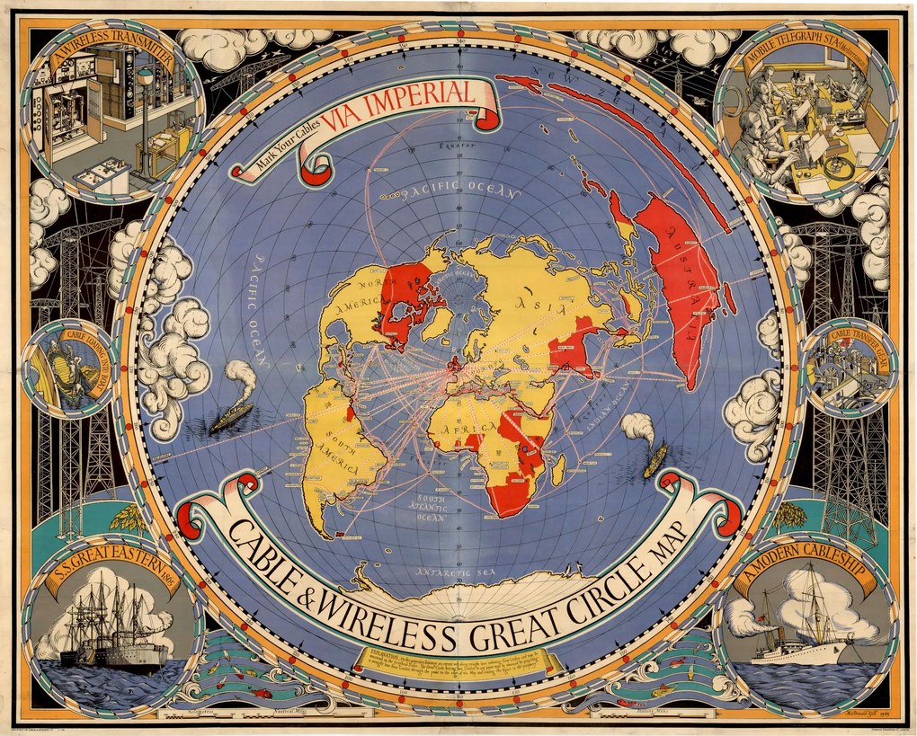 Lapos föld Világtérkép Világközpont Gill MacDonald 1945méret 70x60cm