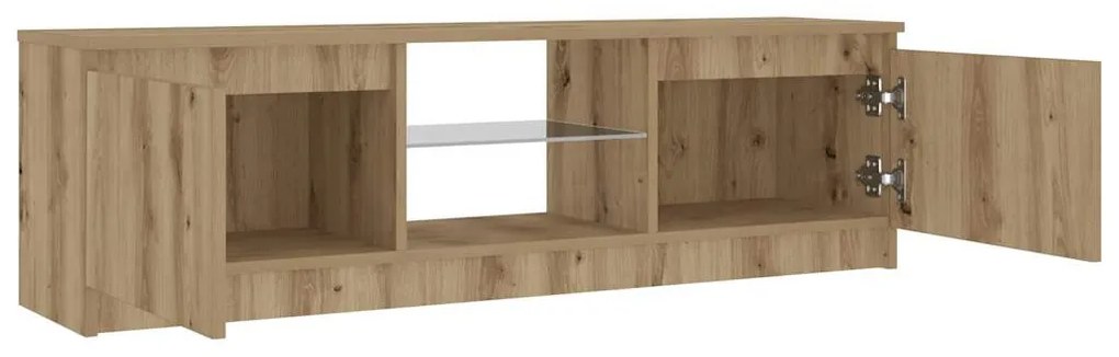 kézműves tölgy szerelt fa TV-szekrény LED-ekkel 120x30x36 cm