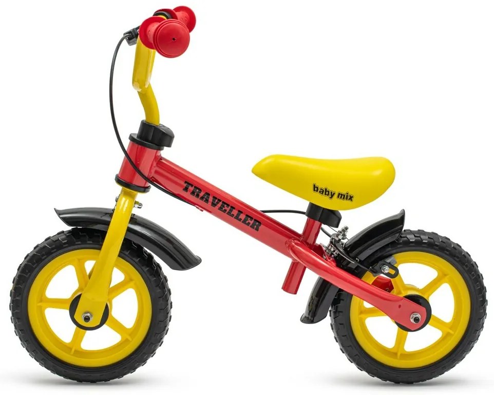 Baby Mix Traveller gyerek egyensúlyi kerékpár fékkel, piros