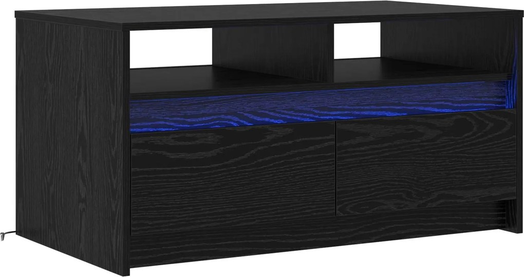 vidaXL Dohányzóasztal fiókkal Fekete tölgy 90 x 50 x 45 cm Faanyag