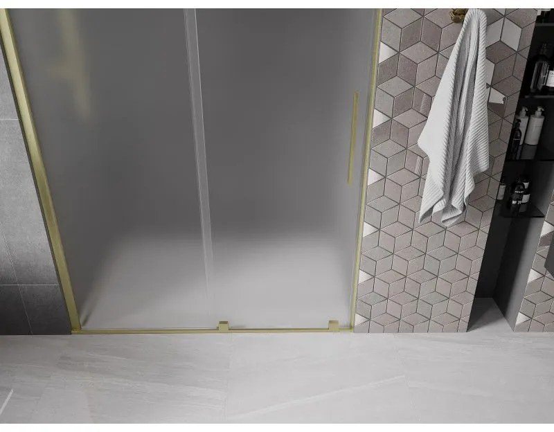 Mexen Velar, tolózuhanyajtó nyitáshoz 150 cm, 8 mm-es matt üveg, arany matt, 871-150-000-31-55