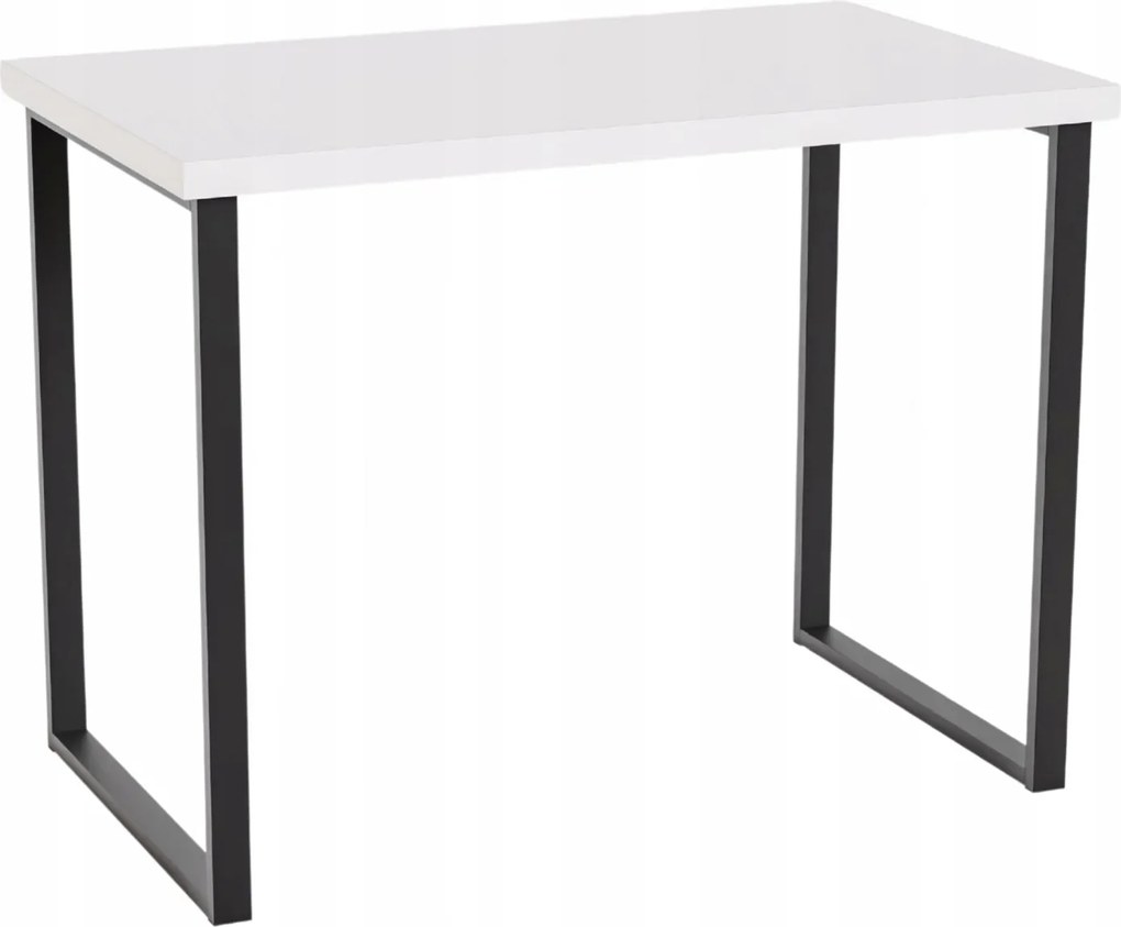 Loft íróasztal fém lábakkal, 80x60, fehér