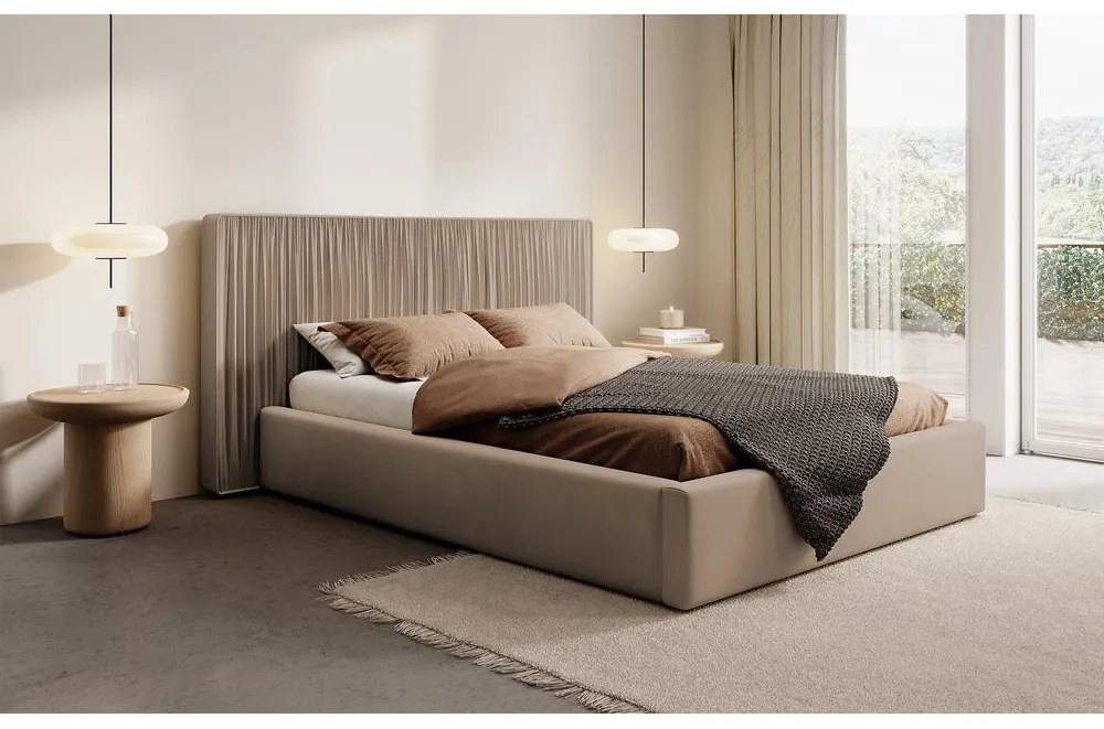 Franciaágy 180 cm Thala 180 (ágyráccsal) (tárolóhellyel) (taupe zöld + fekete). Akció -16%. 1099723