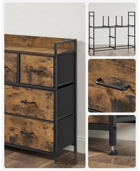 KIRA fiókos komód barna/fekete