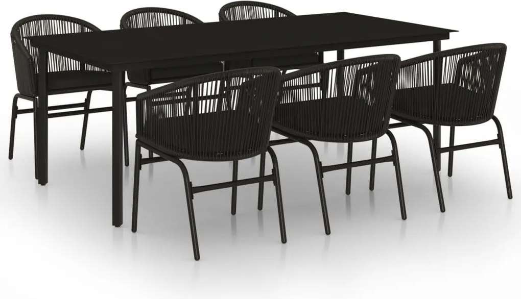vidaXL 7 részes fekete kerti étkezőgarnitúra