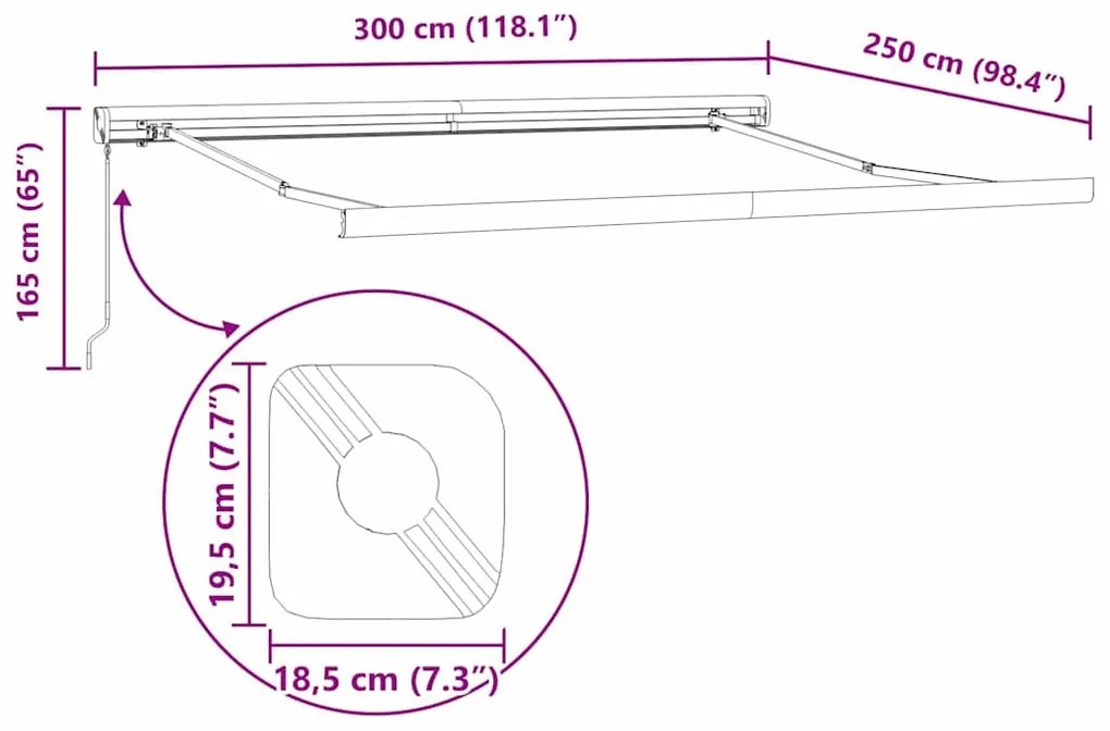 Napernyő Antracit 3 x 2,5 m Fém