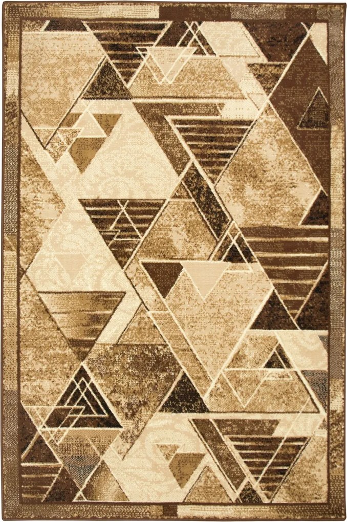 Geometrikus Szőnyeg Háromszögekkel A Konyha Étkező Nappalijába Gold 180x250 cm