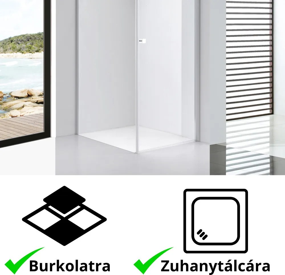 Stuxi Bari 100x110 aszimmetrikus nyílóajtós zuhanykabin 6 mm vízlepergető biztonsági üveggel, króm