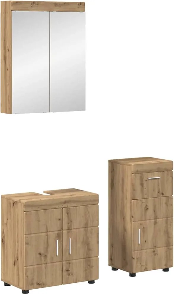 vidaXL Fürdőszoba bútor szett fiókkal TULUM Artisan tölgy Faanyag
