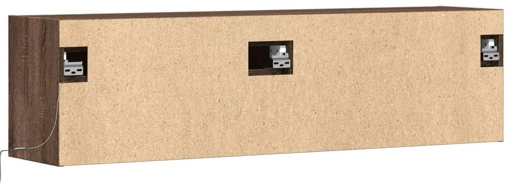 barna tölgy színű fali TV-szekrény LED-ekkel 140 x 31 x 38 cm